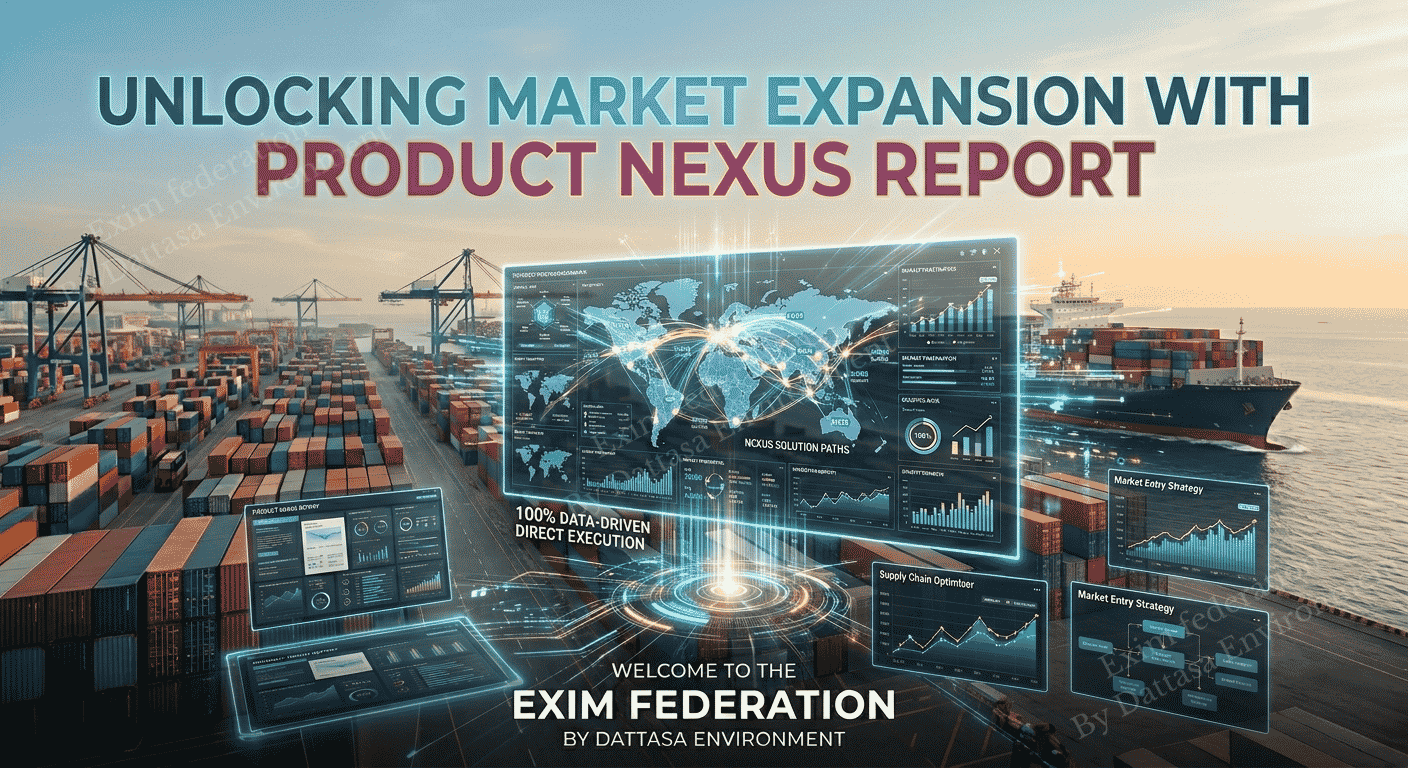 Find Active international buyers for Exim business with Exclusive Product Nexus Report by Exim Federation, helping exporters to start international Business with data driven Intelligence report, target markets, trade opportunities worldwide.