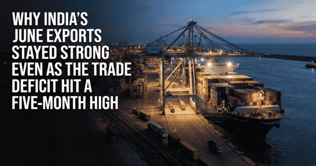 India trade data dashboard showing exports rising and deficit widening.